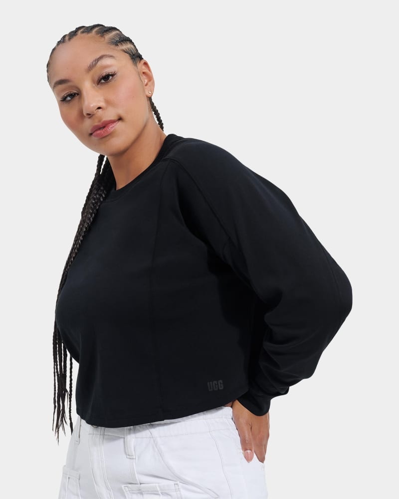 Black Ugg Delylah Long Sleeve Crop Women's Tops | Saudi Arabia-2587096