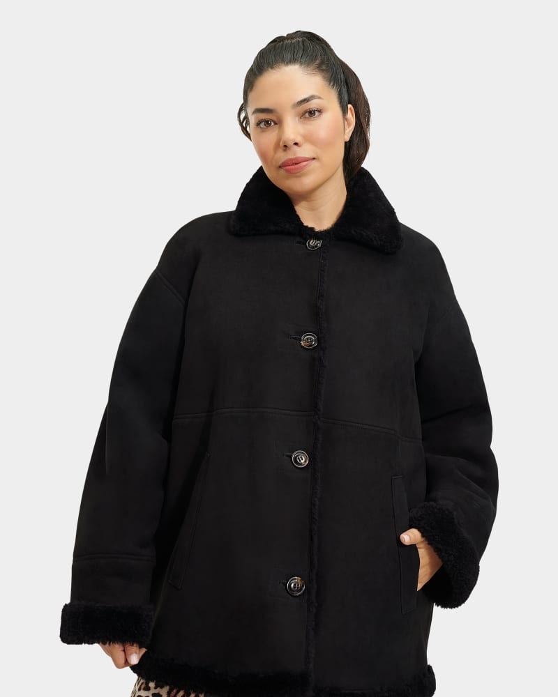 Black Ugg Faydon Reversible Shearling Women's Jackets | Saudi Arabia-9048265