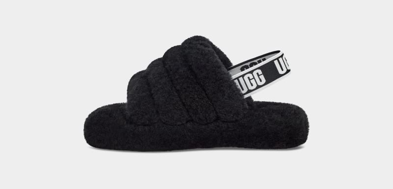 Black Ugg Fluff Yeah Kids' Slides | Saudi Arabia-4283065