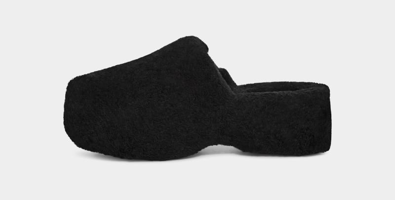 Black Ugg Fuzz Sugar Clog Women's Clogs | Saudi Arabia-8350249