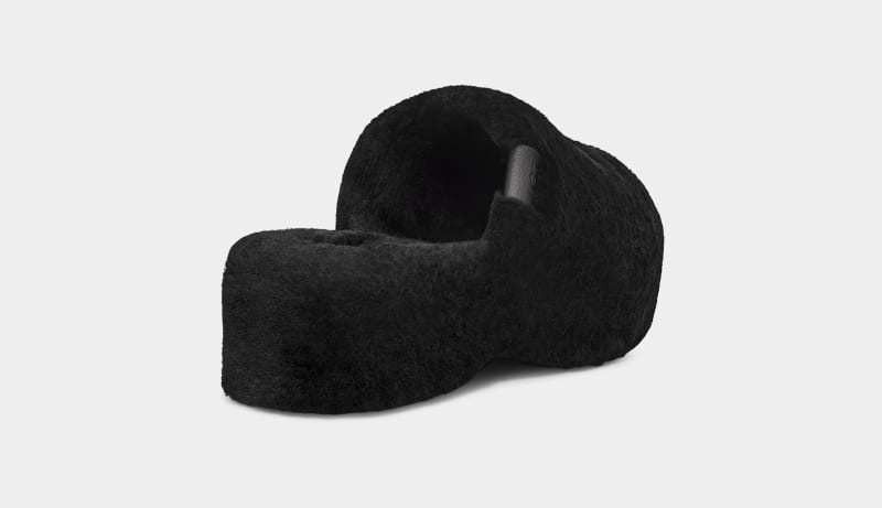 Black Ugg Fuzz Sugar Clog Women's Clogs | Saudi Arabia-8350249