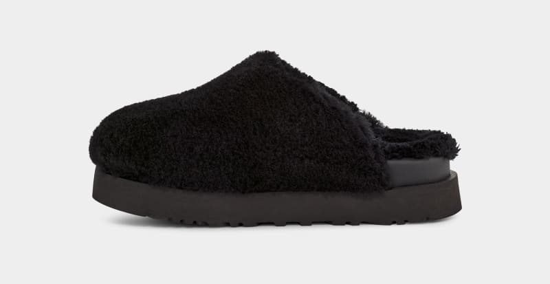 Black Ugg Fuzz Sugar Women's Slides | Saudi Arabia-1643250