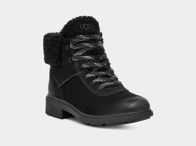 Black Ugg Harrison Cozy Lace Women's Winter Boots | Saudi Arabia-5897231