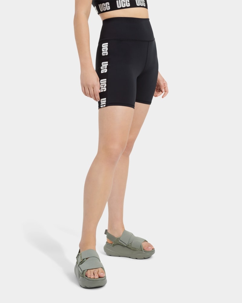 Black Ugg Hayleigh Logo Biker Women's Shorts | Saudi Arabia-9084627