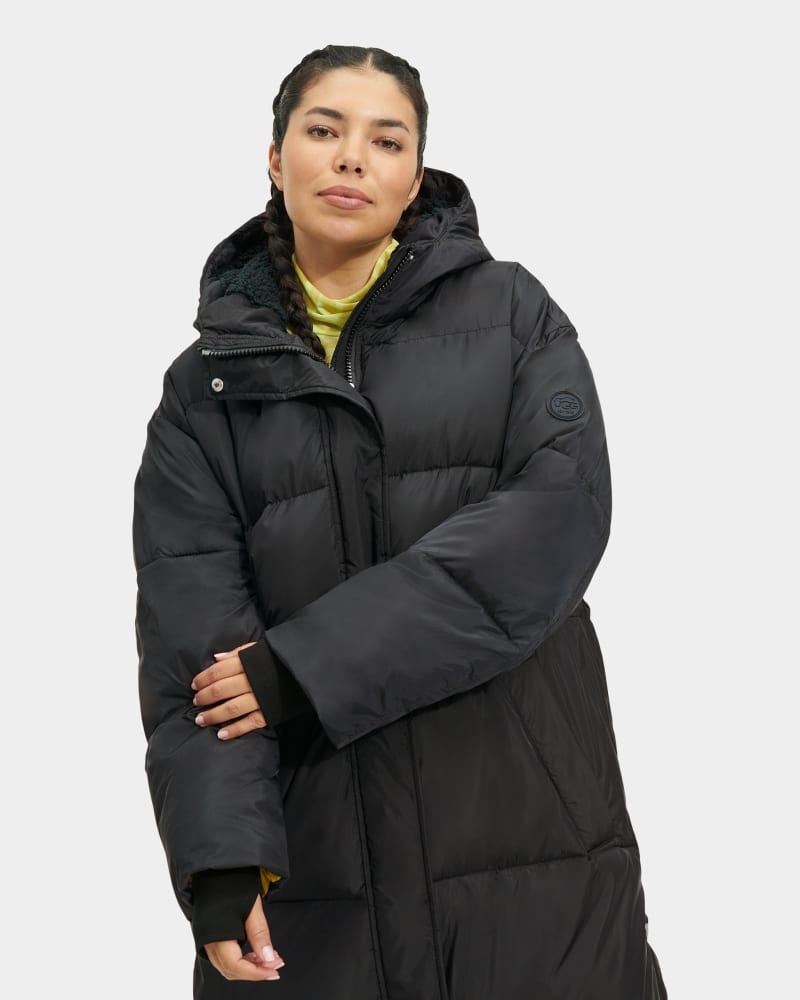 Black Ugg Keeley Long Puffer Women's Coats | Saudi Arabia-7352164