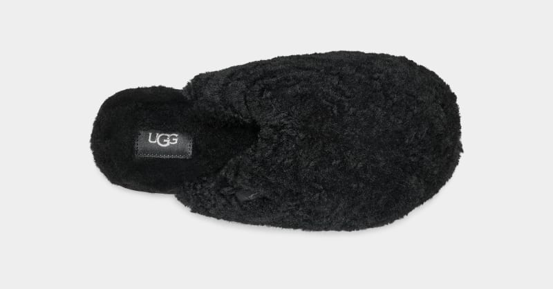 Black Ugg Maxi Curly Women's Slides | Saudi Arabia-5684170