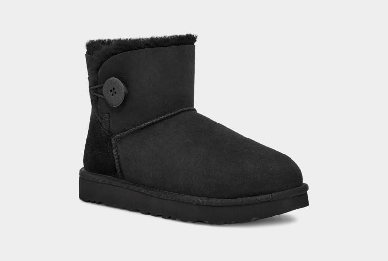 Black Ugg Mini Bailey Button Ii Women's Boots | Saudi Arabia-9587064