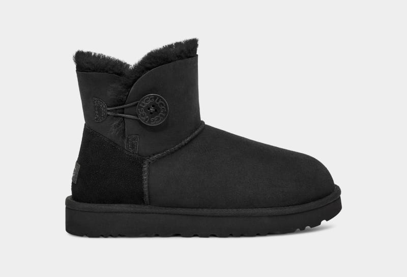 Black Ugg Mini Bailey Button Ii Women\'s Boots | Saudi Arabia-9587064