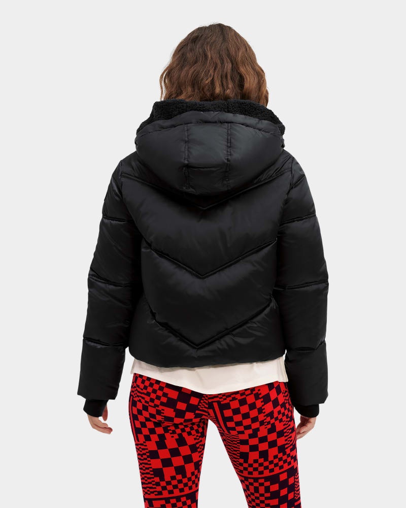 Black Ugg Ronney Cropped Puffer Women's Jackets | Saudi Arabia-3516024