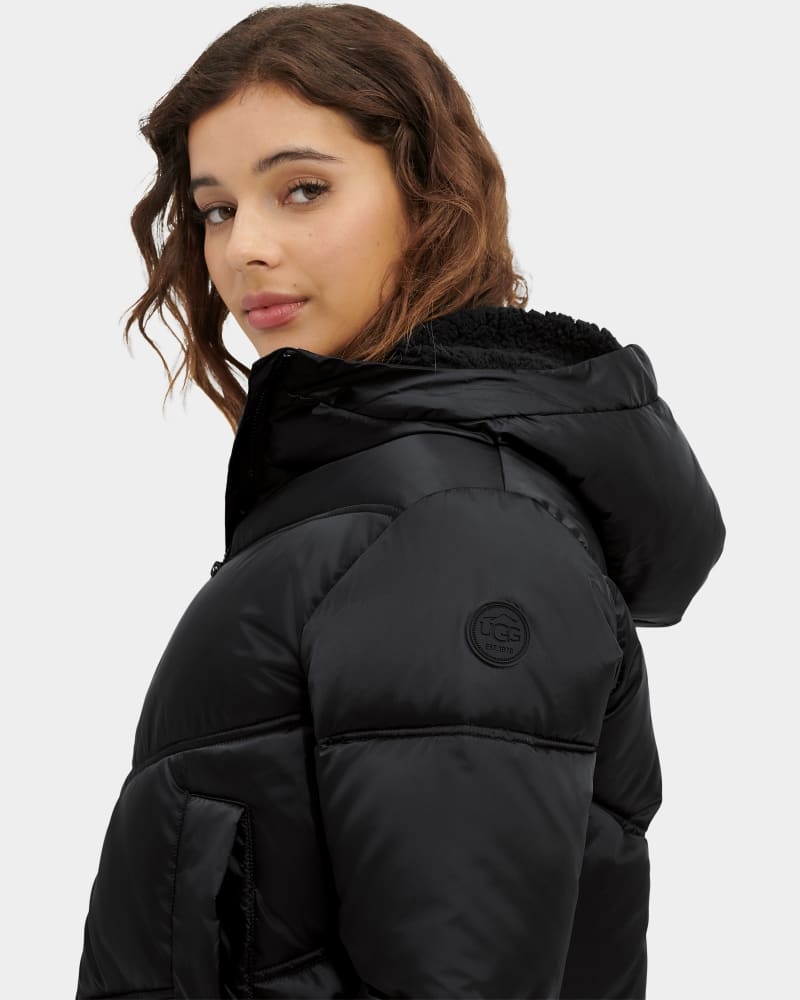 Black Ugg Ronney Cropped Puffer Women's Jackets | Saudi Arabia-3516024