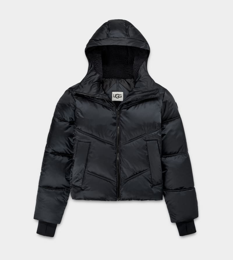 Black Ugg Ronney Cropped Puffer Women's Jackets | Saudi Arabia-3516024