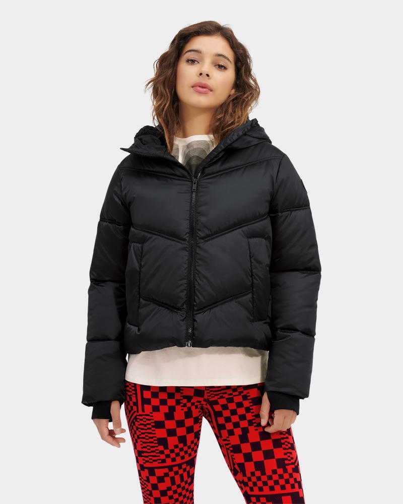 Black Ugg Ronney Cropped Puffer Women\'s Jackets | Saudi Arabia-3516024