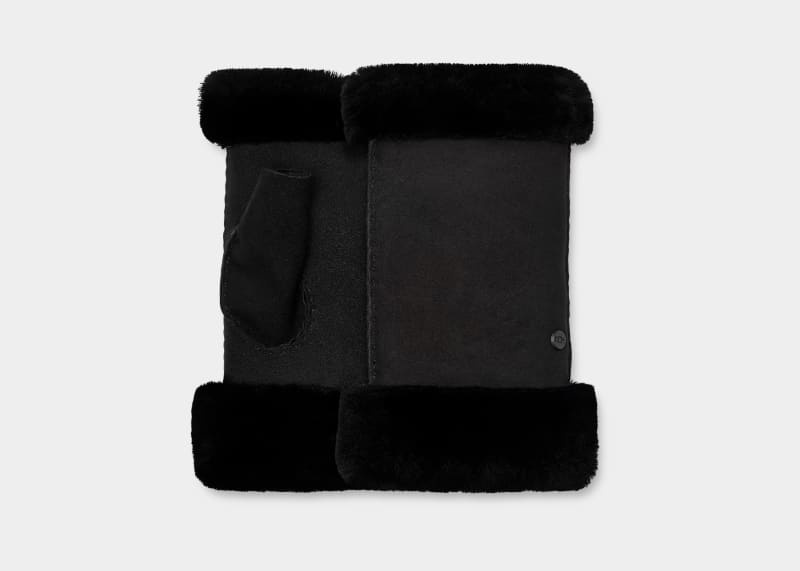 Black Ugg Sheepskin Fingerless Women\'s Gloves | Saudi Arabia-5872061