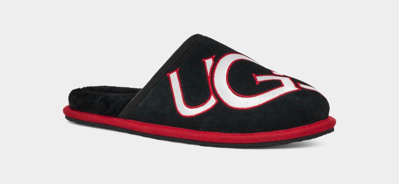 Black / Red Ugg Scuff Logo Ii Men's Slippers | Saudi Arabia-9765318