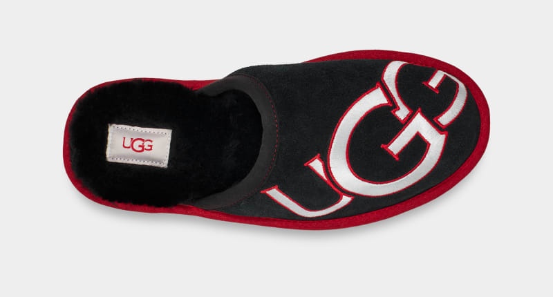 Black / Red Ugg Scuff Logo Ii Men's Slippers | Saudi Arabia-9765318