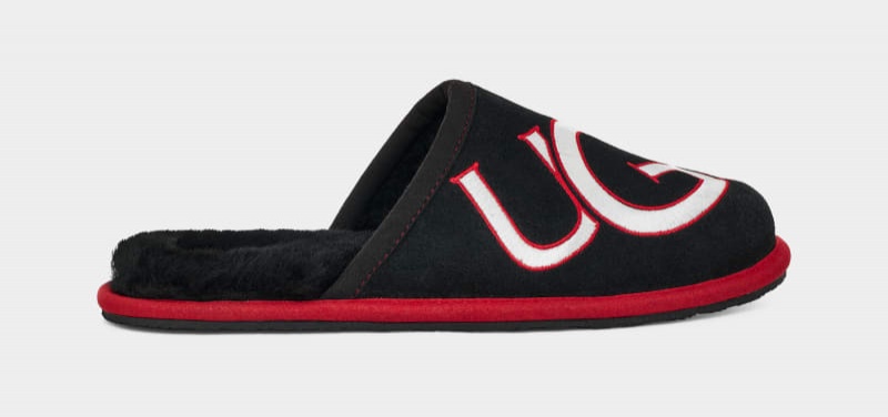 Black / Red Ugg Scuff Logo Ii Men\'s Slippers | Saudi Arabia-9765318