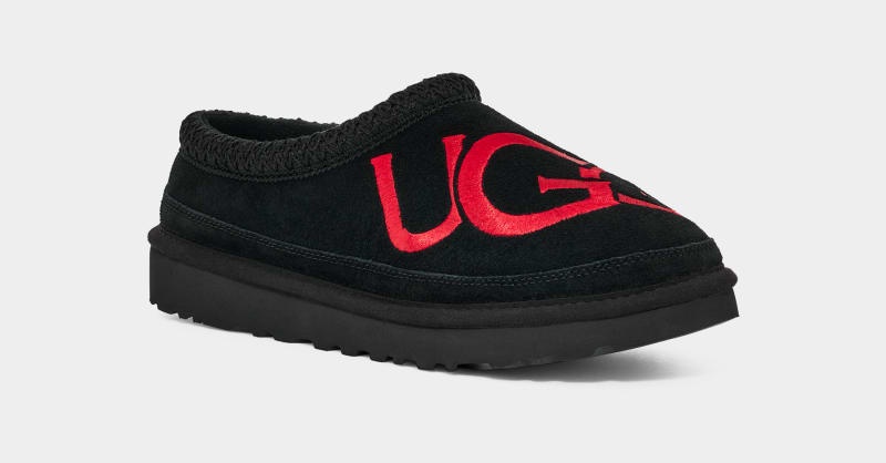 Black / Red Ugg Tasman Logo Men's Clogs | Saudi Arabia-9472581