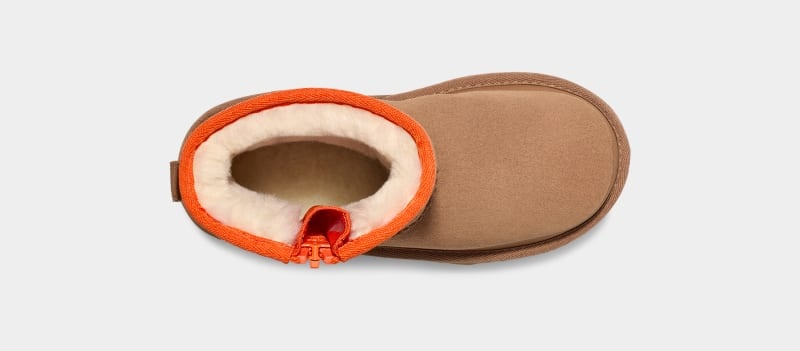 Brown Ugg Classic Mini Zipper Tape Logo Kids' Boots | Saudi Arabia-2948671