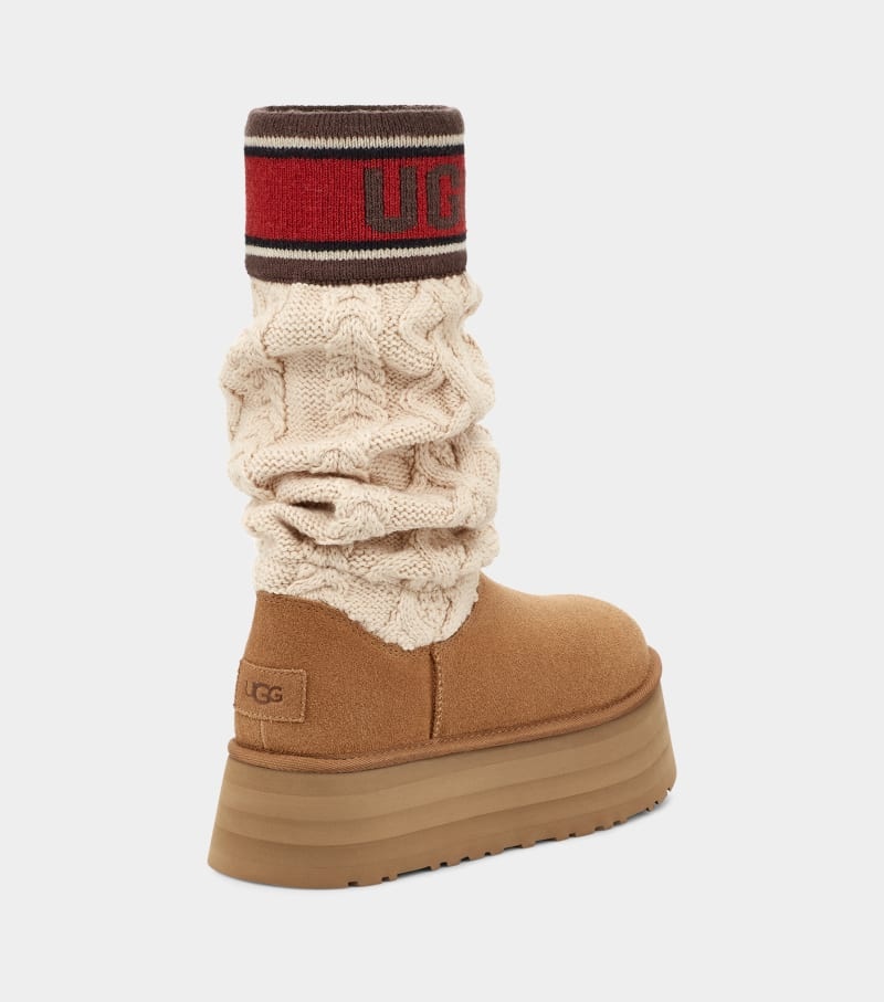 Brown Ugg Classic Sweater Letter Women's Winter Boots | Saudi Arabia-0617825