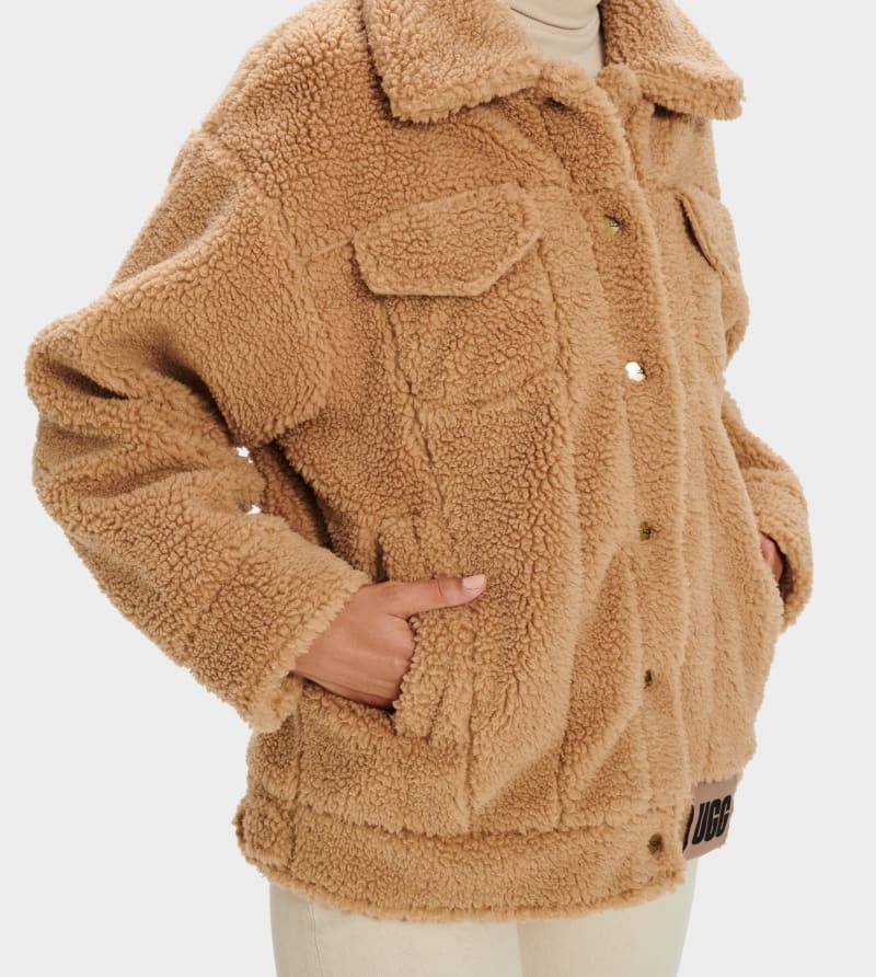 Brown Ugg Frankie Sherpa Trucker Women's Jackets | Saudi Arabia-8751260