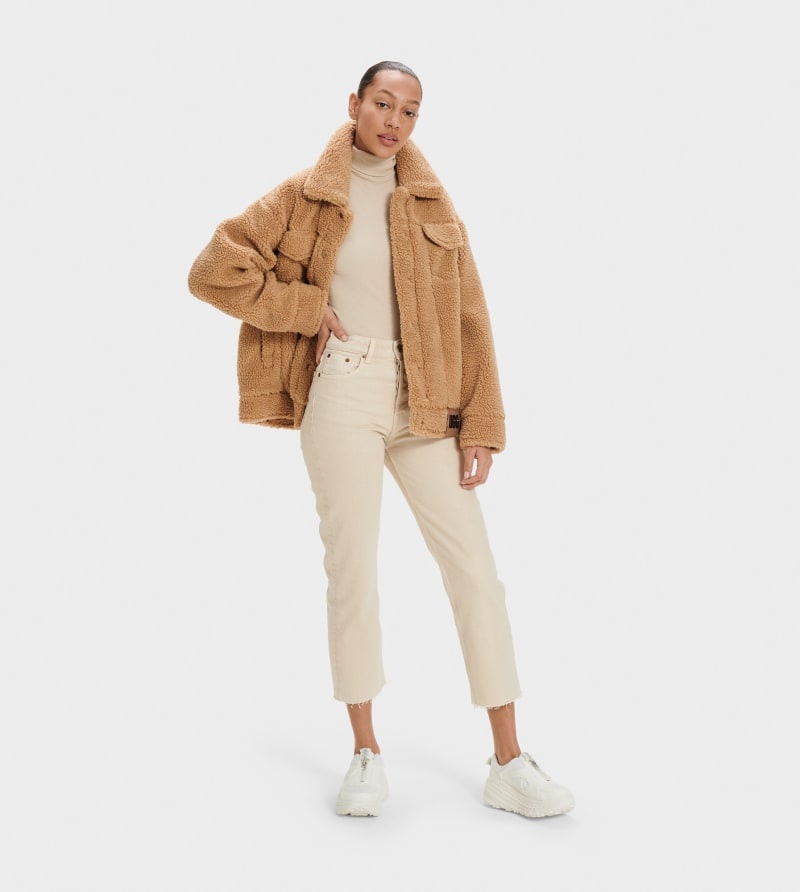 Brown Ugg Frankie Sherpa Trucker Women's Jackets | Saudi Arabia-8751260