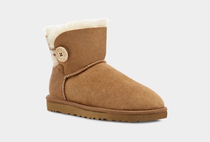 Brown Ugg Mini Bailey Button Ii Women's Boots | Saudi Arabia-2479360