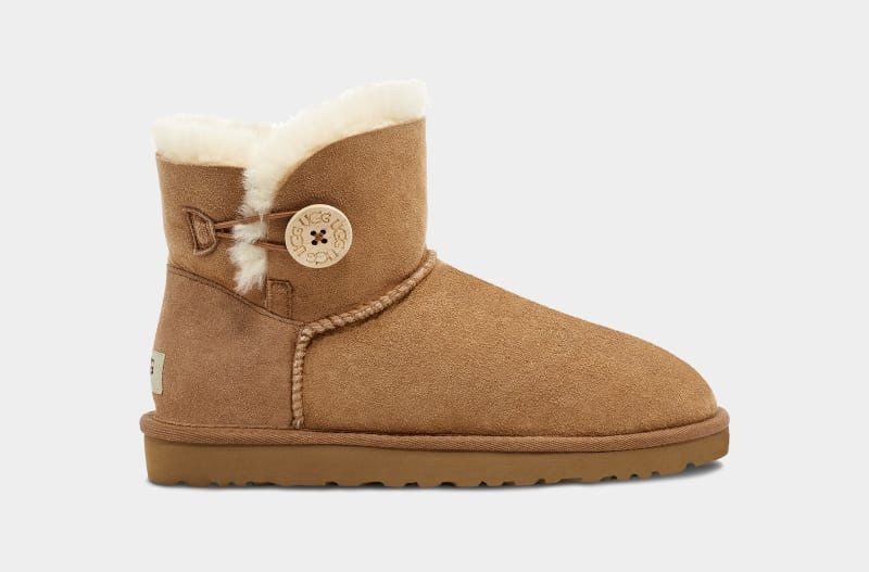 Brown Ugg Mini Bailey Button Ii Women\'s Boots | Saudi Arabia-2479360