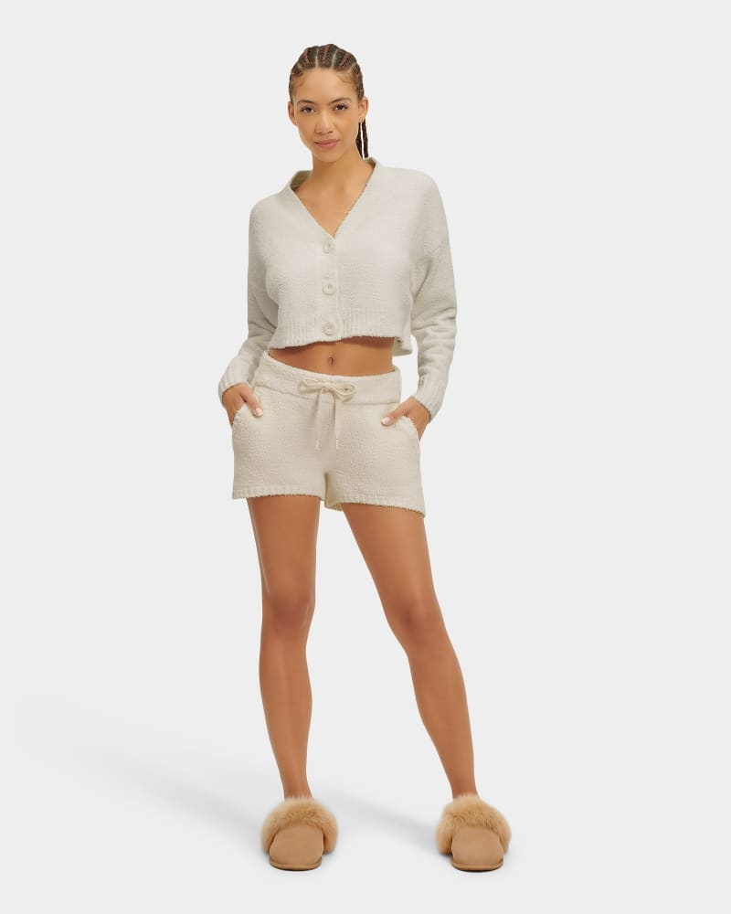 Cream Ugg Nyomi Cropped Women's Cardigans | Saudi Arabia-0453829