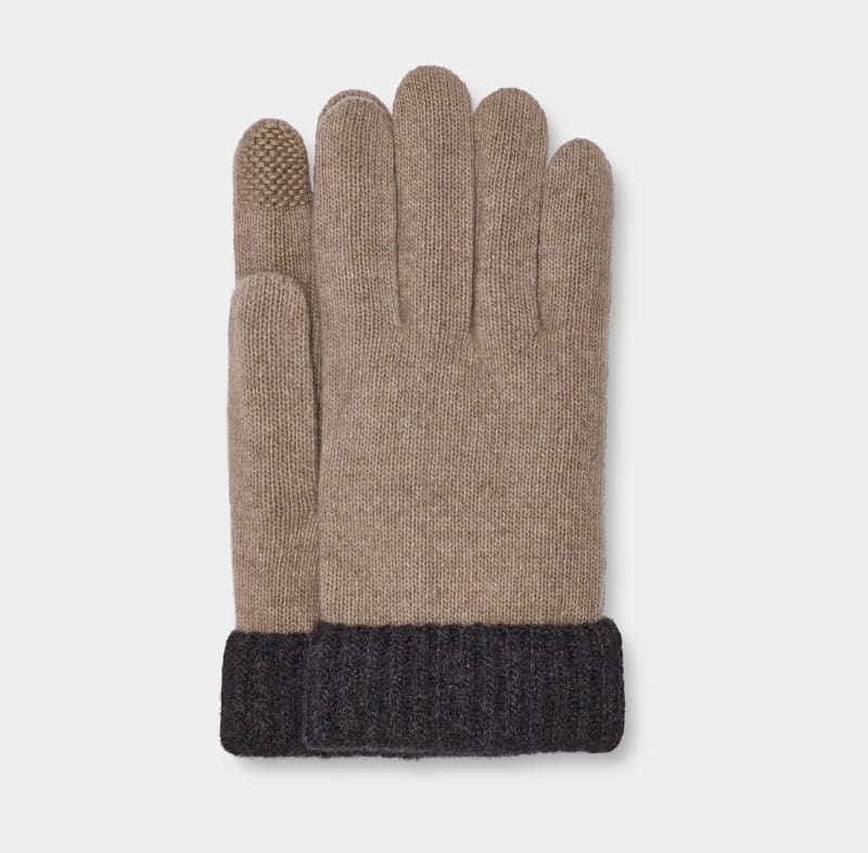 Cream / Grey Ugg Evander Knit Men\'s Gloves | Saudi Arabia-4139607