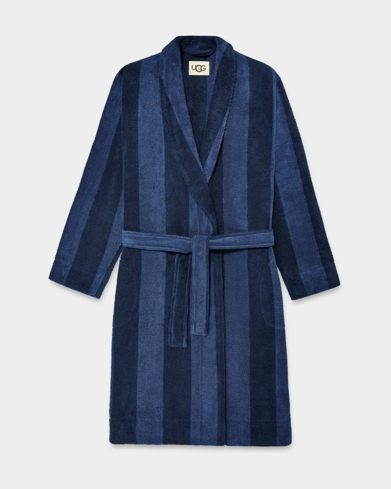 Dark Blue / Navy Stripes Ugg Turner Terry Men\'s Robe | Saudi Arabia-3049215