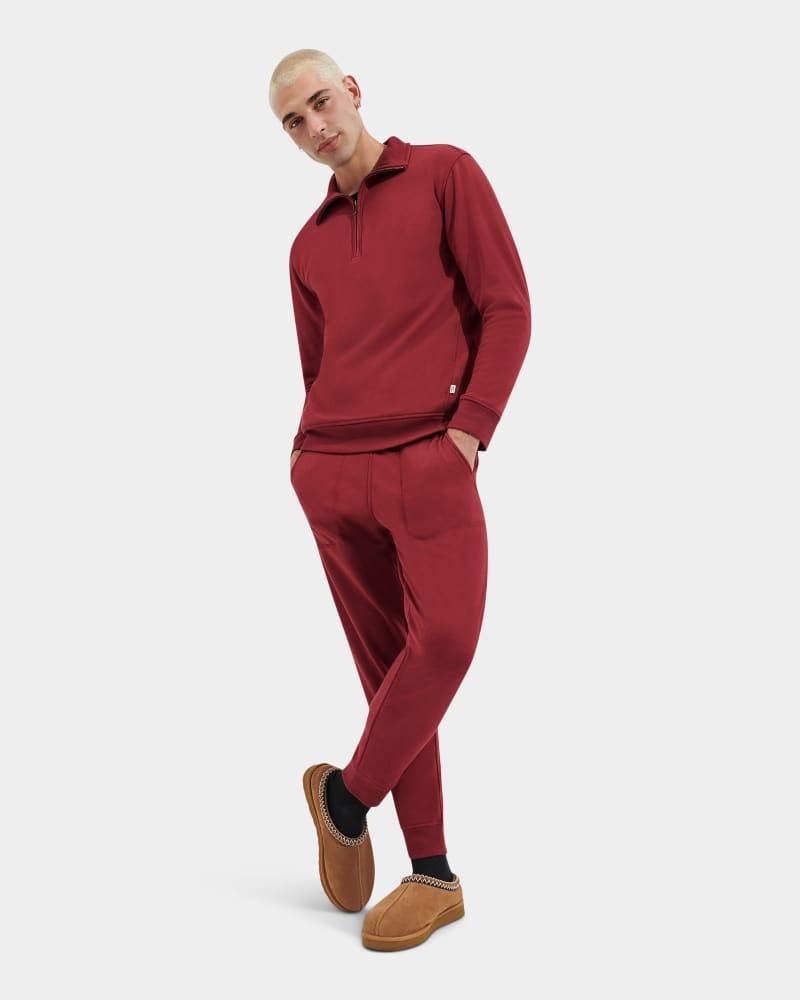 Dark Pink Ugg Zeke Half Zip Men's Pullover | Saudi Arabia-6492138