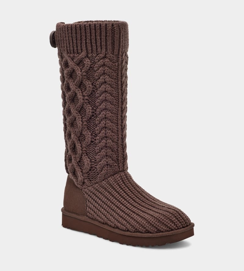 Deep Brown Ugg Classic Cardi Cabled Knit Women's Boots | Saudi Arabia-8421097