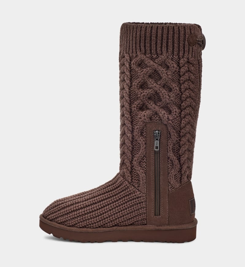 Deep Brown Ugg Classic Cardi Cabled Knit Women's Boots | Saudi Arabia-8421097