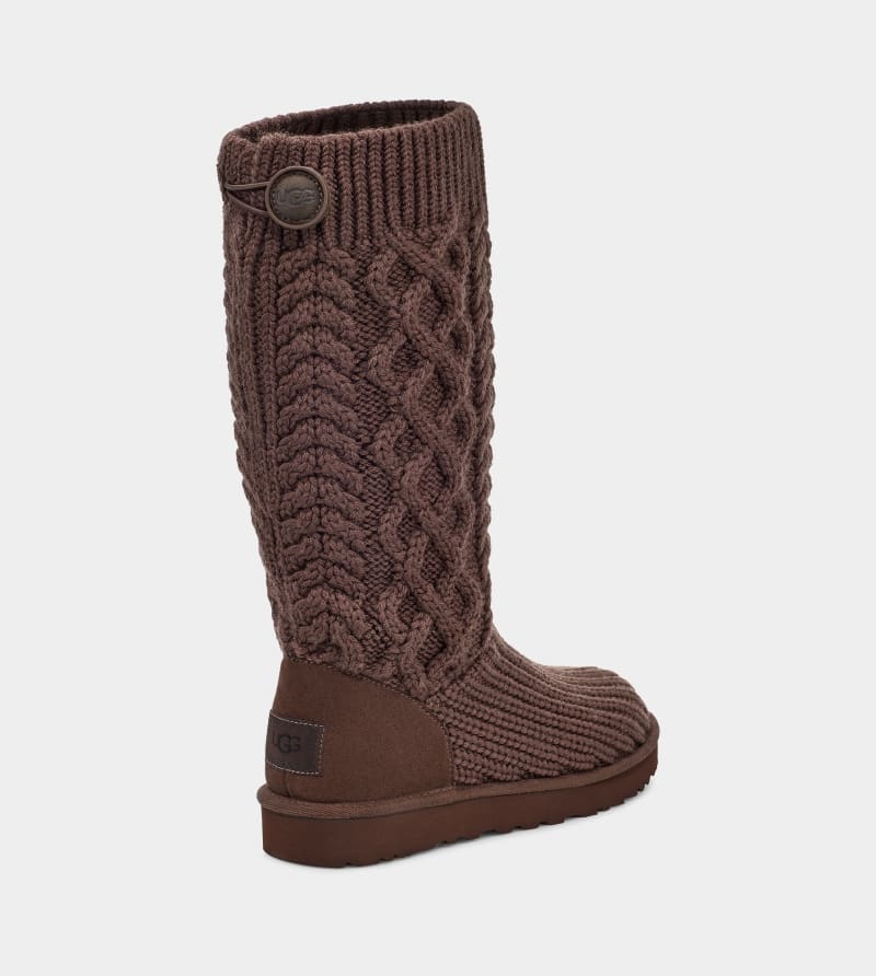 Deep Brown Ugg Classic Cardi Cabled Knit Women's Boots | Saudi Arabia-8421097