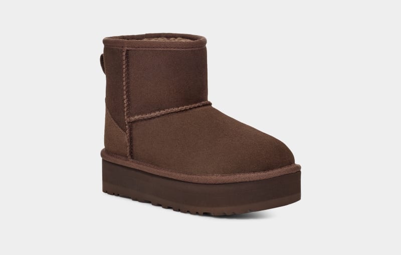 Deep Brown Ugg Classic Mini Platform Kids' Boots | Saudi Arabia-9684120