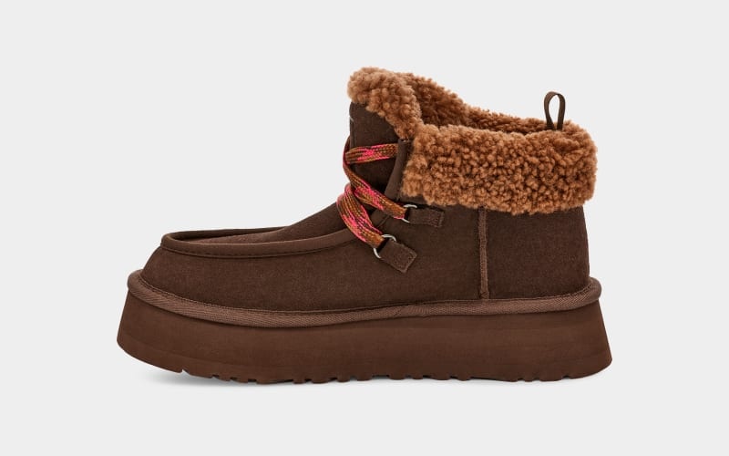 Deep Brown Ugg Funkarra Cabin Cuff Women's Sneakers | Saudi Arabia-8651092