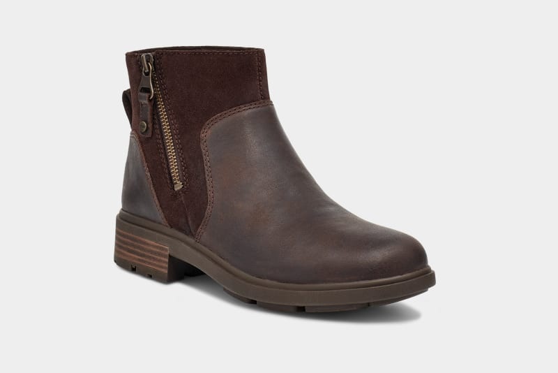 Deep Brown Ugg Harrison Zip Suede Women's Chelsea Boots | Saudi Arabia-3296874