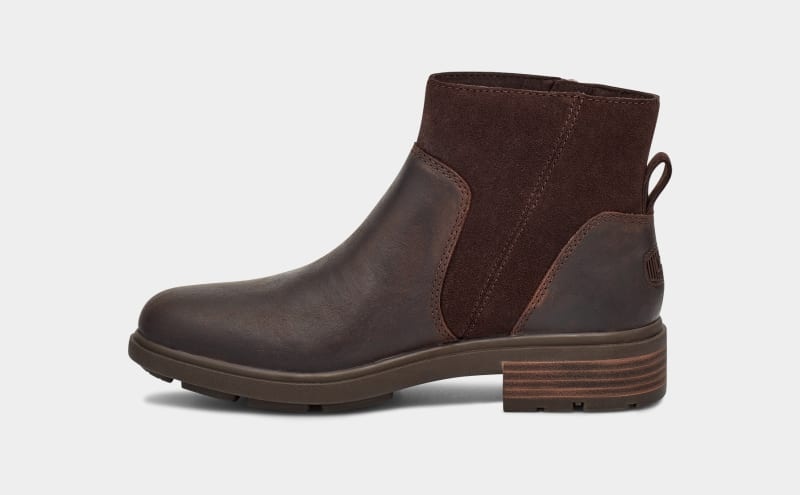 Deep Brown Ugg Harrison Zip Suede Women's Chelsea Boots | Saudi Arabia-3296874