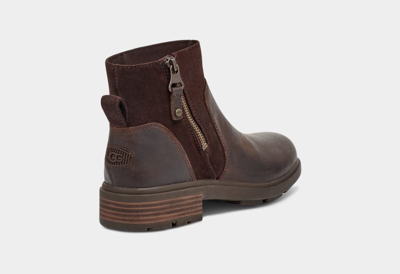 Deep Brown Ugg Harrison Zip Suede Women's Chelsea Boots | Saudi Arabia-3296874