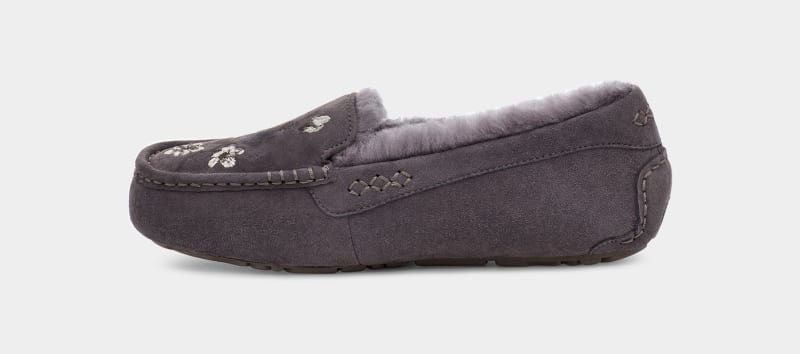 Deep Grey Ugg Ansley Blossom Women's Moccasins | Saudi Arabia-5084729