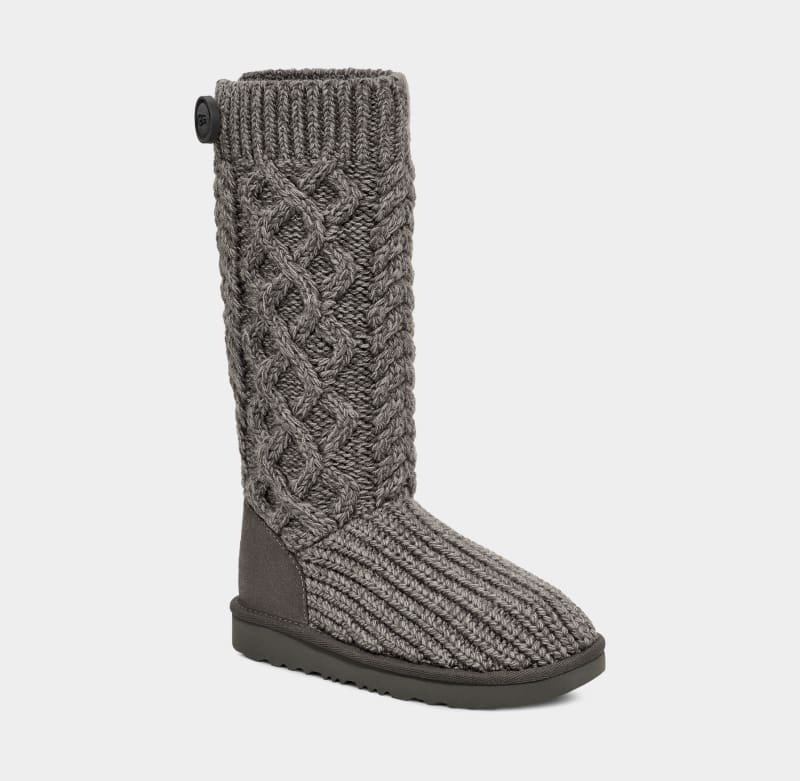 Grey Ugg Classic Cardi Cabled Knit Kids' Boots | Saudi Arabia-8972405