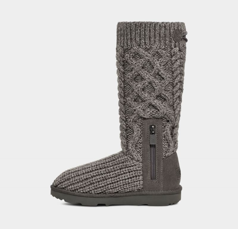 Grey Ugg Classic Cardi Cabled Knit Kids' Boots | Saudi Arabia-8972405