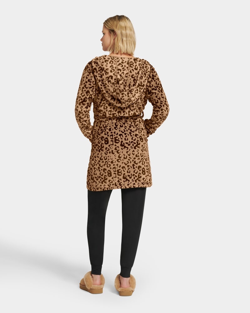 Leopard Ugg Miranda Fleece Women's Robe | Saudi Arabia-0376219