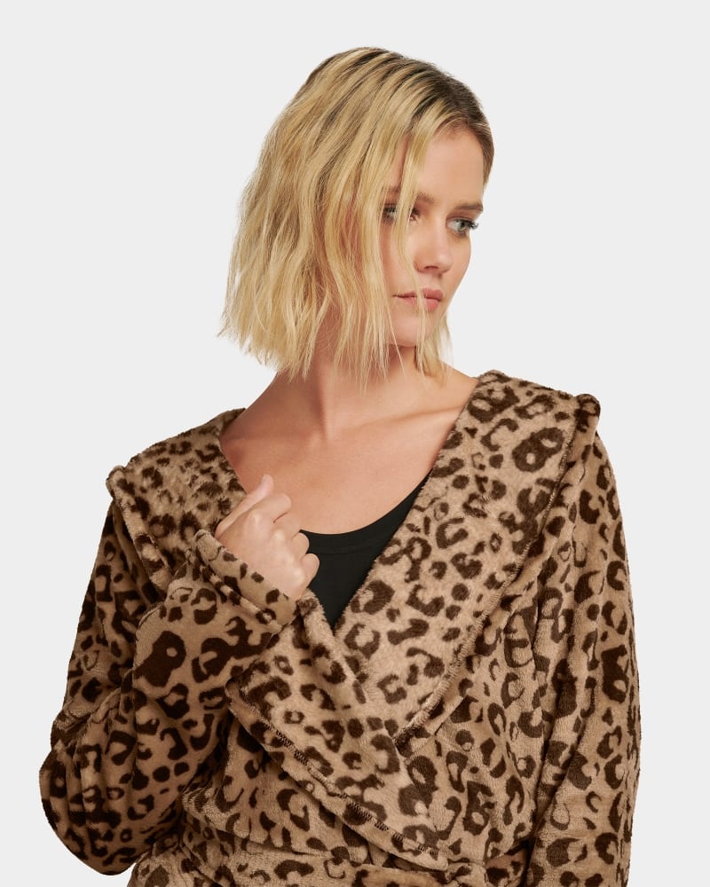 Leopard Ugg Miranda Fleece Women's Robe | Saudi Arabia-0376219