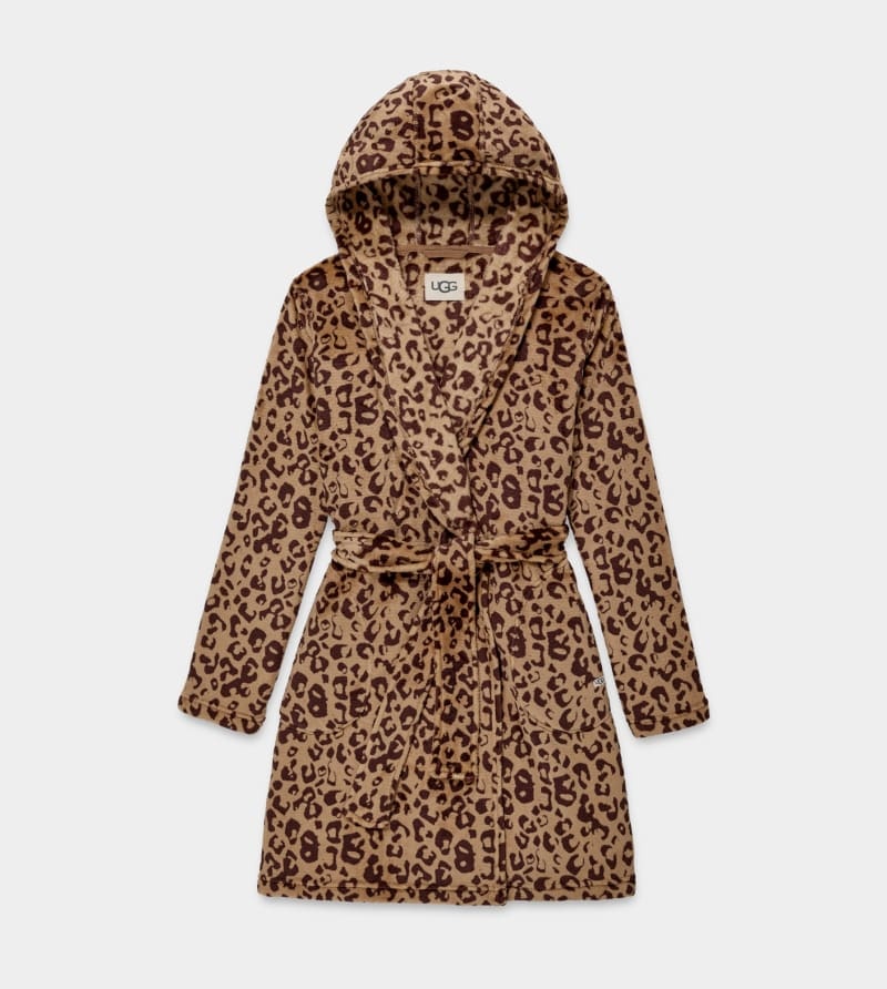 Leopard Ugg Miranda Fleece Women's Robe | Saudi Arabia-0376219