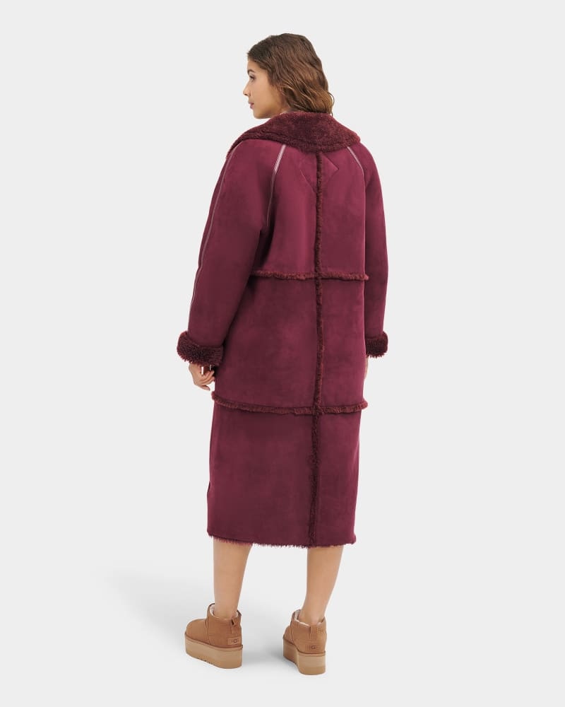 Maroon Ugg Fayre Twinface Sheepskin Women's Coats | Saudi Arabia-3206479