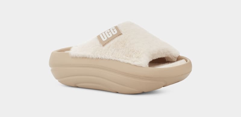 Mustard Ugg Foamo Uggplush Women's Slides | Saudi Arabia-9317402