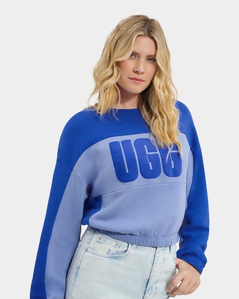 Navy Ugg Aryia Cropped Blocked Women's Pullover | Saudi Arabia-9752804