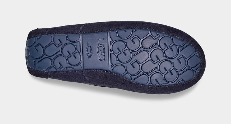 Navy Ugg Ascot Men's Slippers | Saudi Arabia-1769340