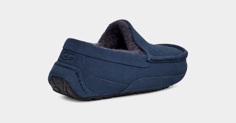 Navy Ugg Ascot Men's Slippers | Saudi Arabia-3147250